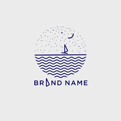 sailboat monoline logo, sea icon logo