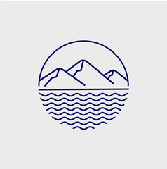 Mountain and Lake monoline vector