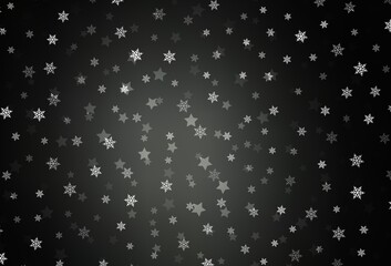 Dark Gray vector template with ice snowflakes, stars.