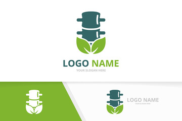 Eco spine logo combination. Unique spinal diagnostic center logotype design template.