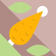 Carrot minimal logo. Vector illustration. Signboard for a grocery store. Healthy food theme. Picture for postcards or congratulations. Garden and vegetable garden, harvest.