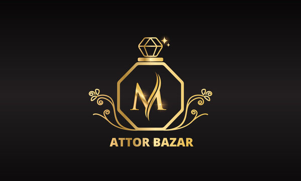 Perfume logo design unique letter m template