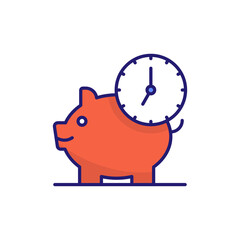 Save Time vector flat outline fill icon style illustration. EPS 10