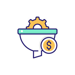 Sales Funnel vector flat outline fill icon style illustration. EPS 10