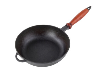 Kitchen accessories - Cast iron frying pan. Isolated