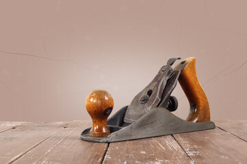 Tools Building and repair - Rusty hand plane brown background