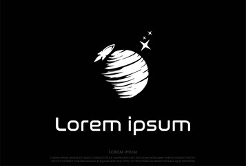 Flying Rocket Space Universe for Science Technology Logo Design Vector © AFstudio87