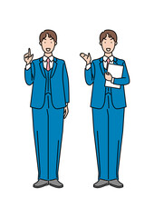 笑顔の男性全身_ビジネス_ポーズ_セット_カラー