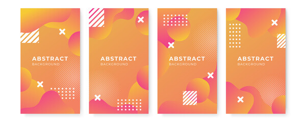 Naklejka premium Set of modern colorful gradient background with geometric shapes and objects. Abstract design template for brochures, flyers, banners, headers, book covers background vector presentation design