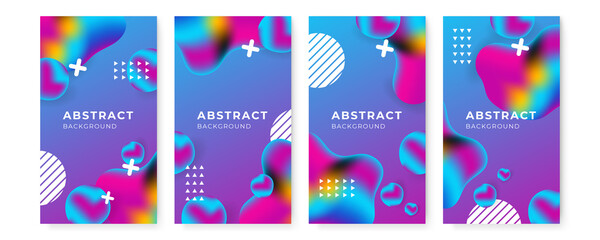Set of modern colorful gradient background with geometric shapes and objects. Abstract design template for brochures, flyers, banners, headers, book covers background vector presentation design