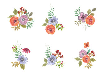 Watercolor summer bouquet collection