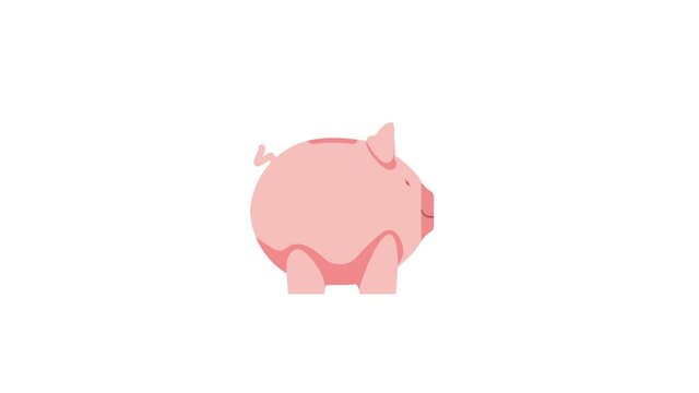 Deposit icon. Moneybox in form of pig. Money pig on white background. Stock video footage