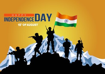 happy independence day India. vector illustration of Indian army with flag