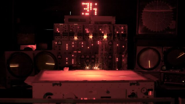 Close up of nuclear missile detection radar system in an underground bunker
