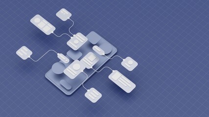 UX UI flowchart connection node graphic designer creative planning application process development...