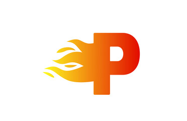 fire P alphabet letter icon for company. Red flames design suitable for a corporate logo