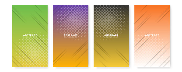 Colorful green orange purple yellow geometric background. Fluid shapes composition. Vector illustration.