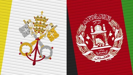 Afghanistan and Vatican Flags Together Fabric Texture Illustration Background
