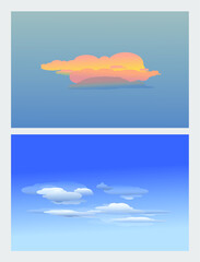 Fototapeta premium Vector background image of the sunset sky and the sky with clouds