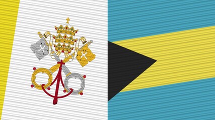 Bahamas and Vatican Flags Together Fabric Texture Illustration Background