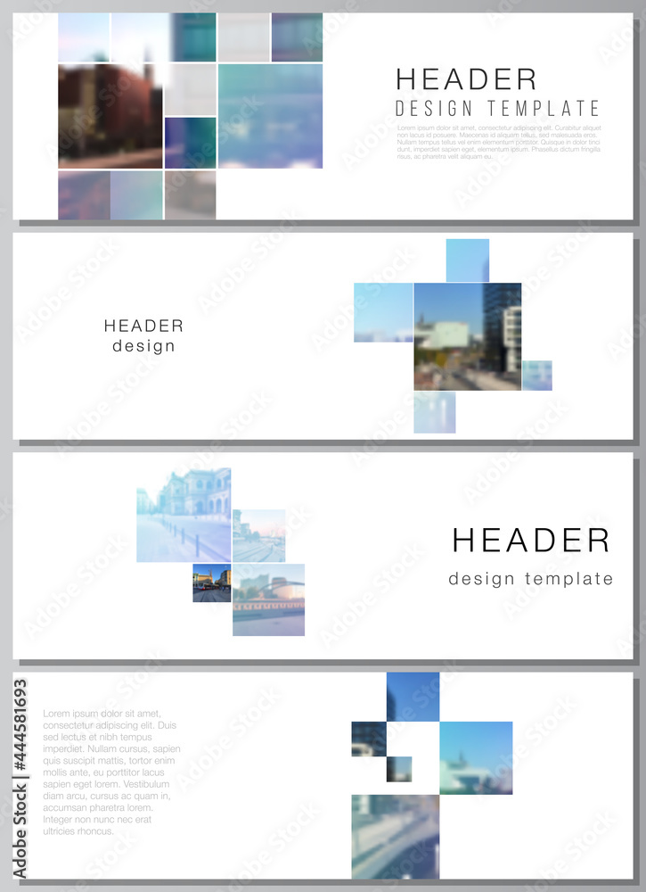 Poster vector layout of headers, banner templates for website footer design, horizontal flyer design, websi