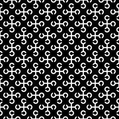 Abstract white patterns on black background, Abstract vector wallpaper, Seamless pattern background.