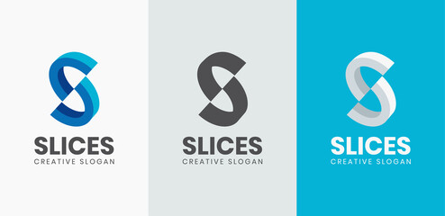 Fototapeta na wymiar Letter S slice color set logo template