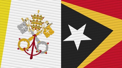 Dominician Republic and Vatican Flags Together Fabric Texture Illustration Background