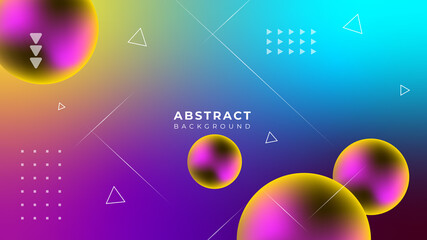 Colorful abstract wave geometric background with Memphis style. Gradient flowing geometric pattern background texture for poster cover design. Minimal color abstract gradient banner template.