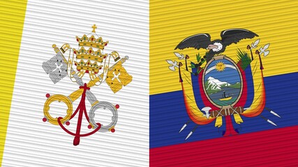 East Timor and Vatican Flags Together Fabric Texture Illustration Background