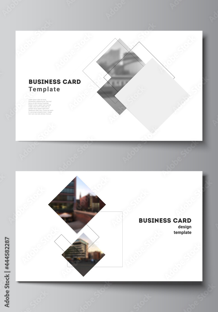 Poster vector layout of two creative business cards design templates, horizontal template vector design wit