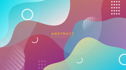 Fototapeta premium Colorful abstract wave geometric background with Memphis style. Gradient flowing geometric pattern background texture for poster cover design. Minimal color abstract gradient banner template.