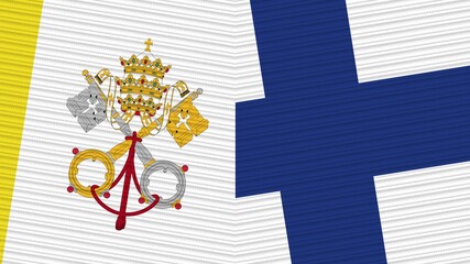 European Union and Vatican Flags Together Fabric Texture Illustration Background