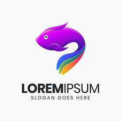 Awesome gradient colorful fish logo template