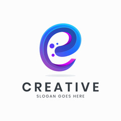 Letter e gradient colorful logo template
