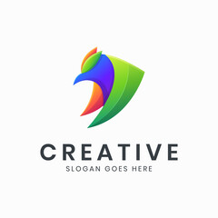 Abstract bird gradient colorful logo template