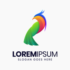 Modern colorful bird gradient logo template