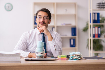 Young male bookkeeper in pension concept