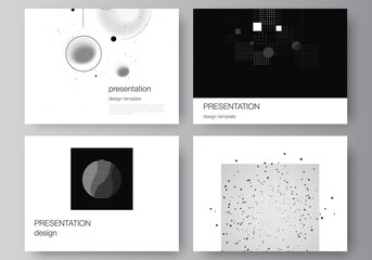 Fototapeta na wymiar Vector layout of the presentation slides design business templates, template for presentation brochure, brochure cover, report. Abstract technology black color science background. High tech concept.
