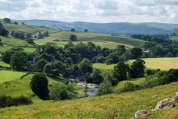 Fototapeta premium A view looking south over Wharfedale, in the Yorkshire Dales, North Yorkshire.
