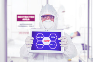 Doctor show covid-19 new mutation variant on tablet