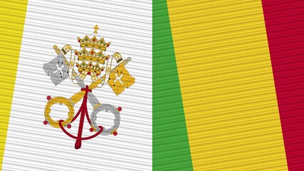 Mali and Vatican Flags Together Fabric Texture Illustration Background