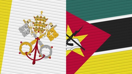 Mozambique and Vatican Flags Together Fabric Texture Illustration Background