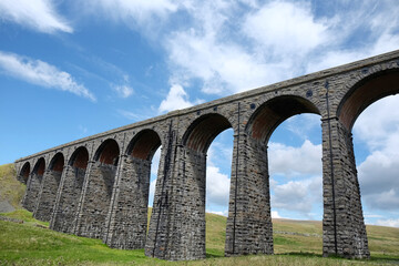 Fototapeta na wymiar A view of the Ribblehead Viaduct, Ribblesdale in the Yorkshire Dales, North Yorkshire.
