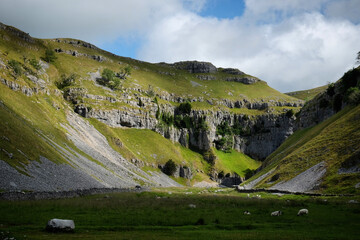 Limestone scenery at Gordale Scar, Yorkshire Dales, UK