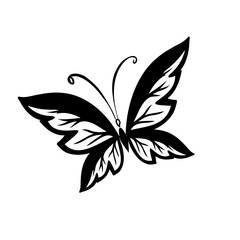 Monochrome stylized simple butterfly. Vector illustration