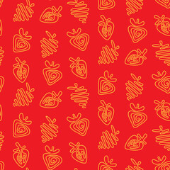 Seamless pattern Set of some type of strawberries. Hand drawn sketch. vector illustration. Doodle continuous