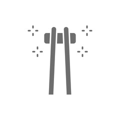 Vector bamboo sushi sticks, chopsticks gray icon.