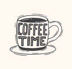 coffee time lettering poster