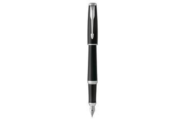 Ink fountain pen isolated on a white background. Luxury Black metal Retro pen for corporate...